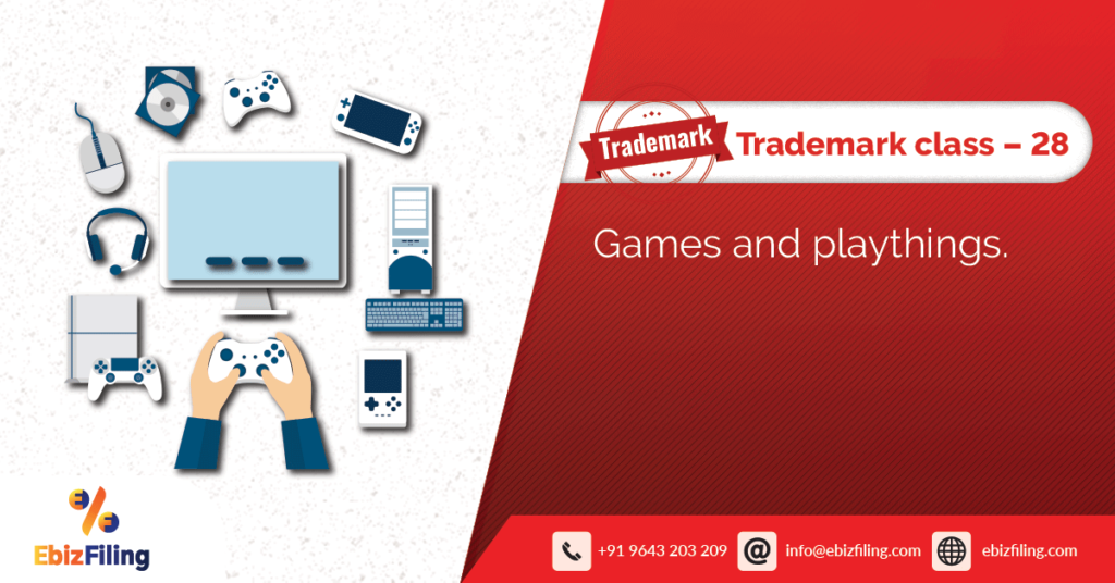 Trademark registration, Trademark class, Ebizfiling, Trademark class 28, Games and Playthings.