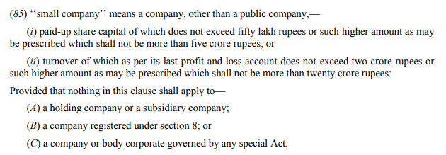 Annual Compliance Applicable for Small Companies 85