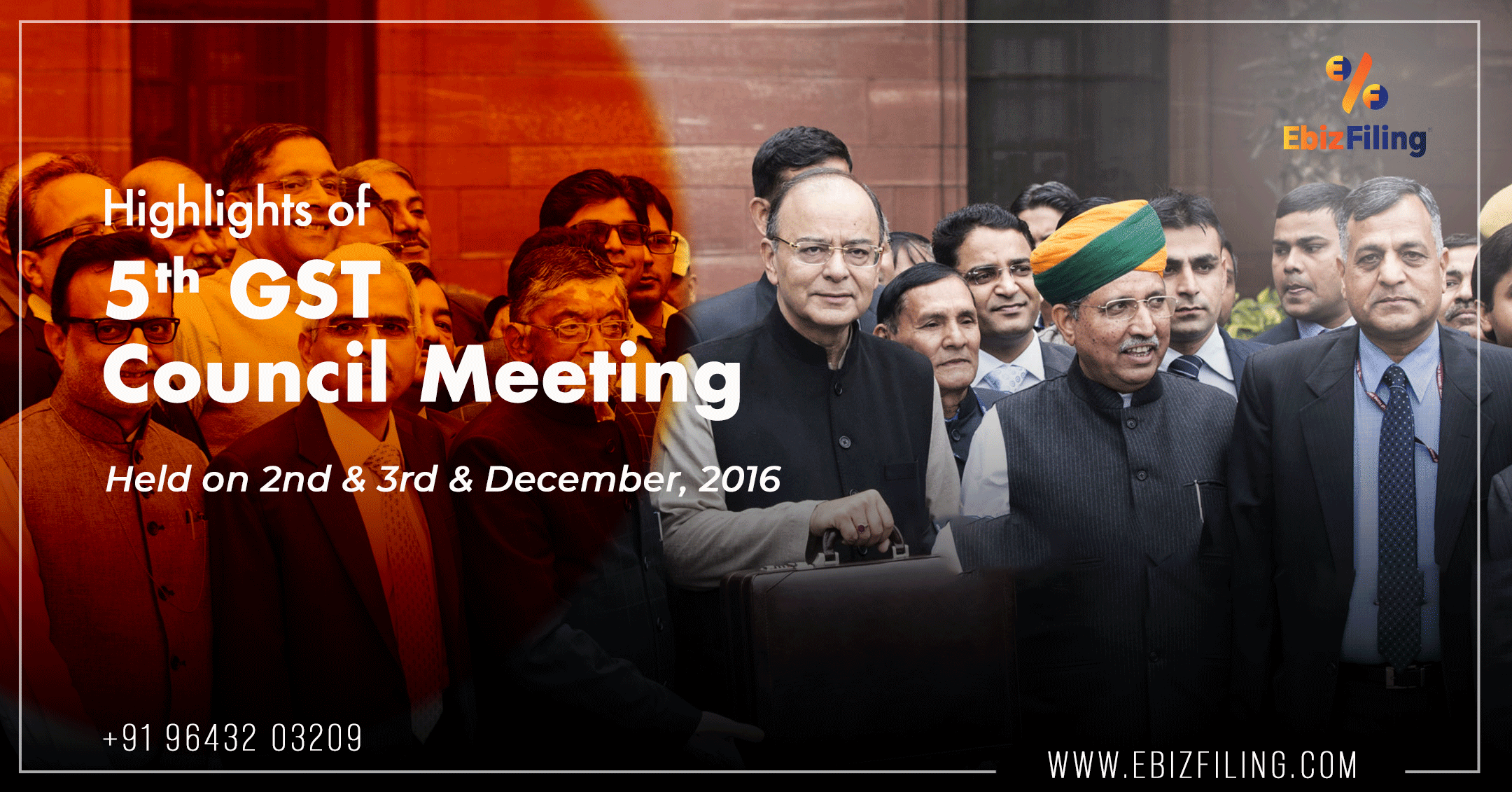 5th GST Council Meeting, Arun Jaitly, Ebizfiling