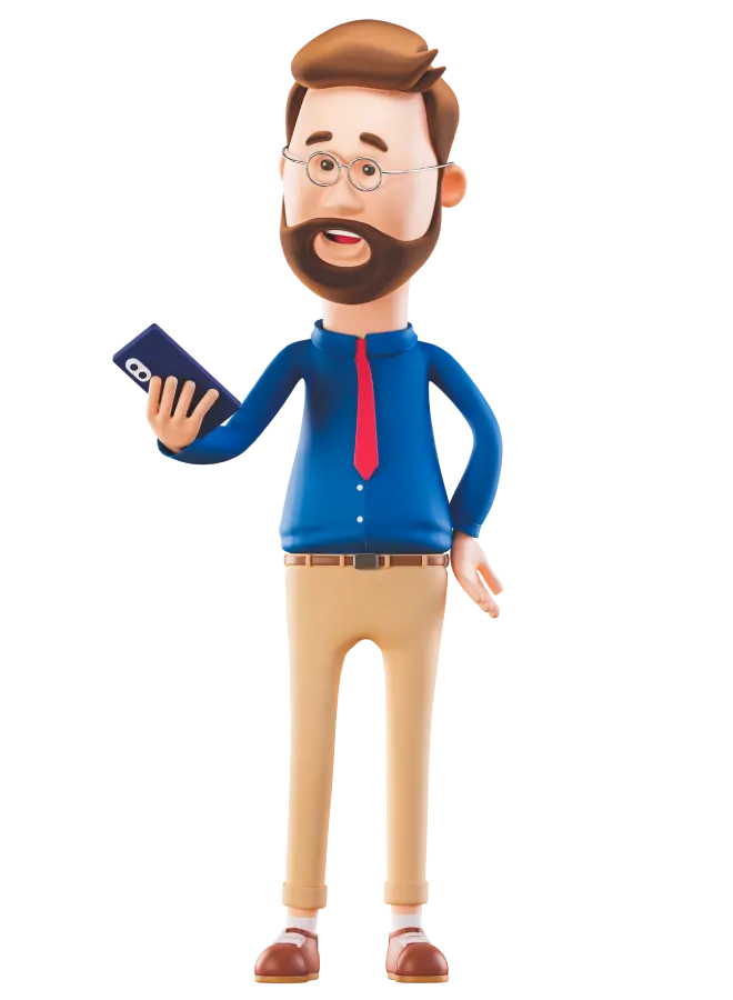 men in blue shirt holding mobile