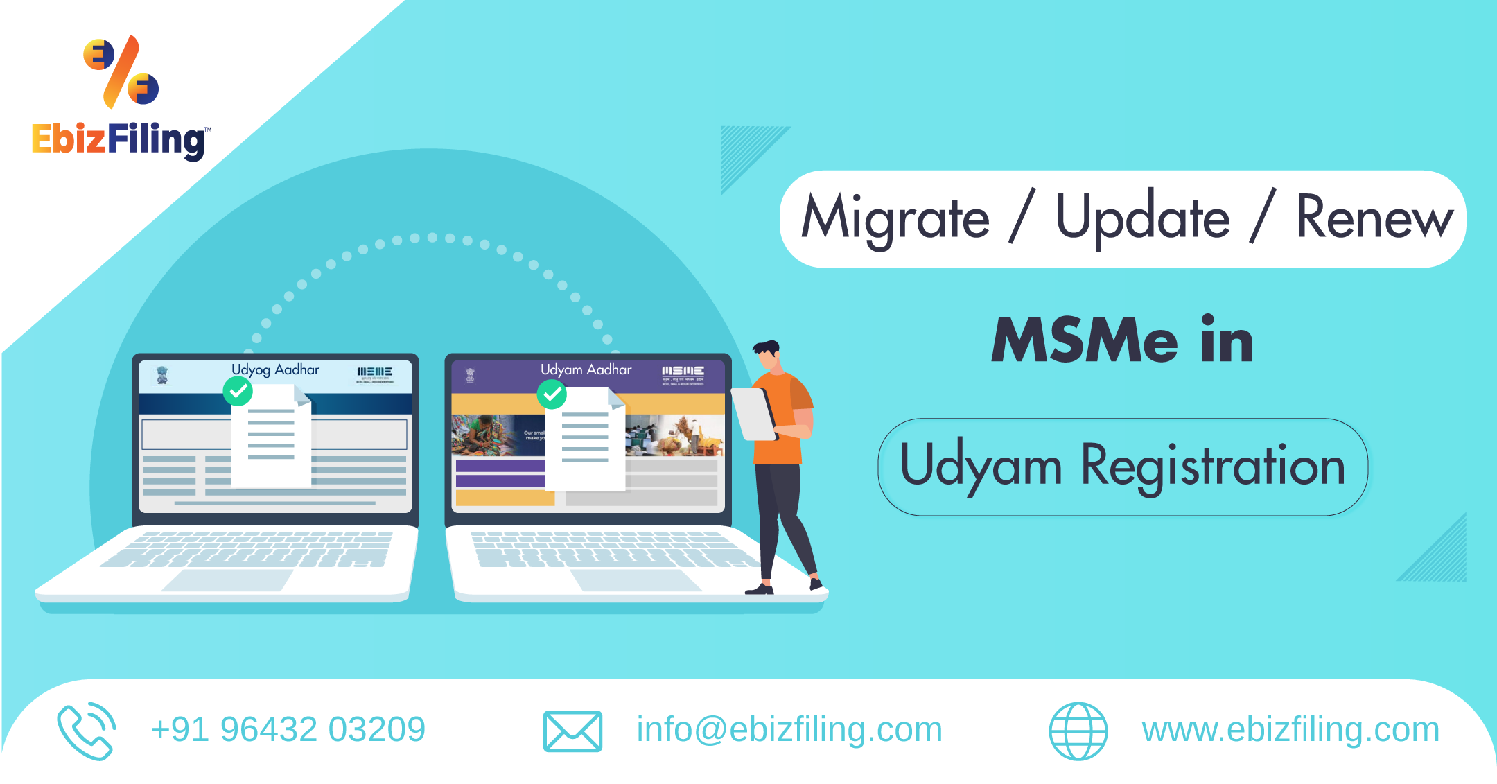 Udyam Registration Renewal, MSMe renewal, Update Udyam Aadhaar, Udyam Aadhar registration, Ebizfiling