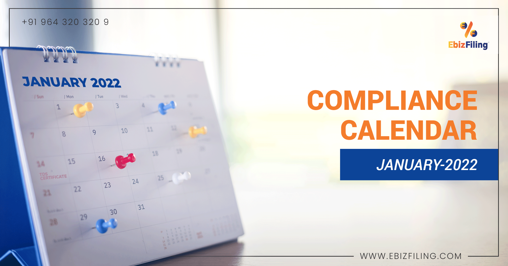 Statutory due date, Statutory due date for January 2022, compliance calendar for January 2022, Income Tax Return, GST return, Ebizfiling