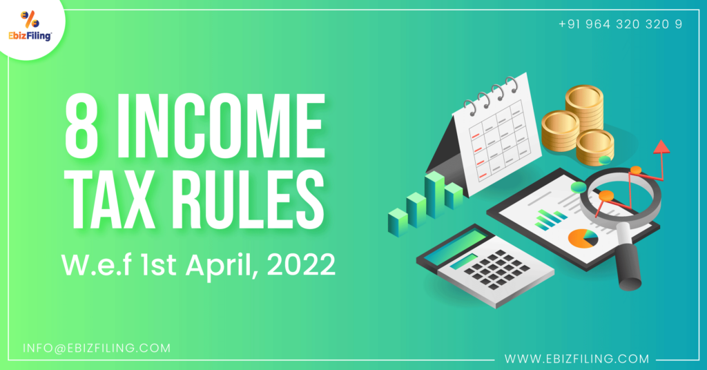 Income Tax Rule, Income Tax Rules that are in effect from April 1,2022, Union Budget, Ebizfiling