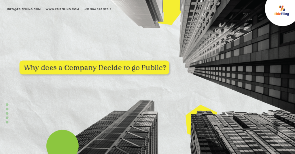 Why a company decided to go public, Advantages of a Public company, 5 reasons - why a company decides to go public, Public Company, Ebizfiling