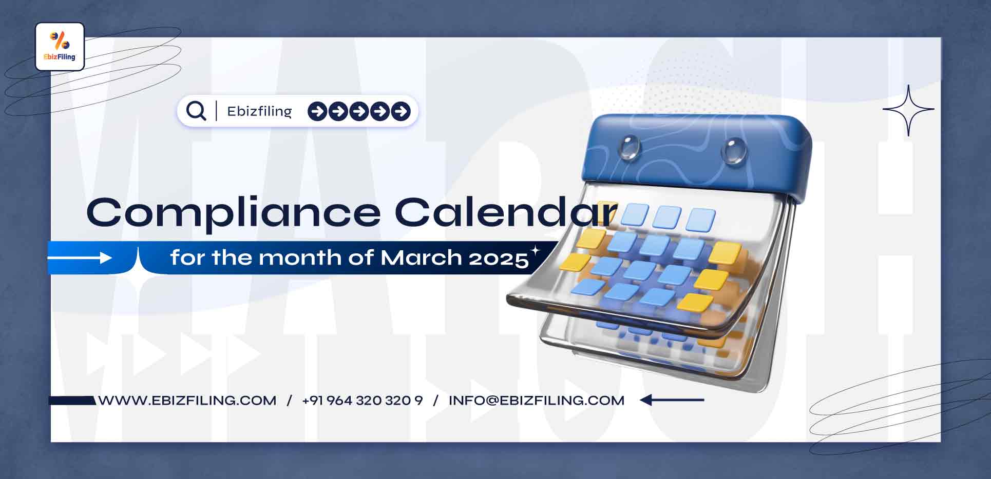 compliance calendar for the month of March 2025