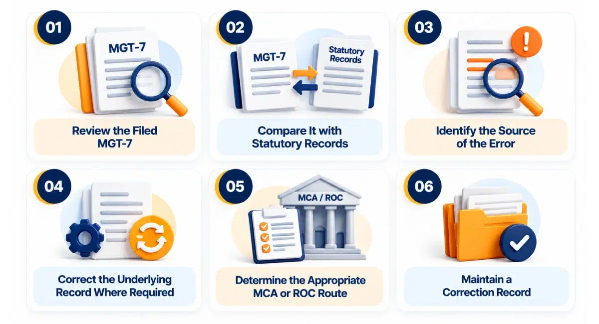 Steps to correct errors in an already-filed MGT-7 annual return