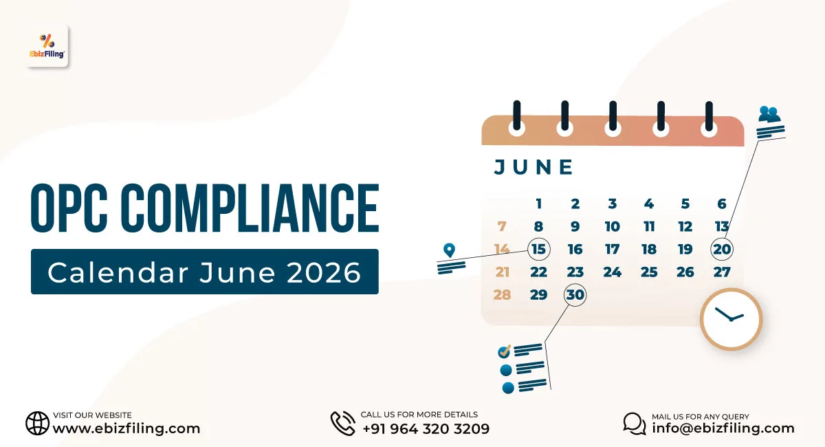 OPC Compliance Calendar June 2026 for mandatory ROC and tax compliance dates