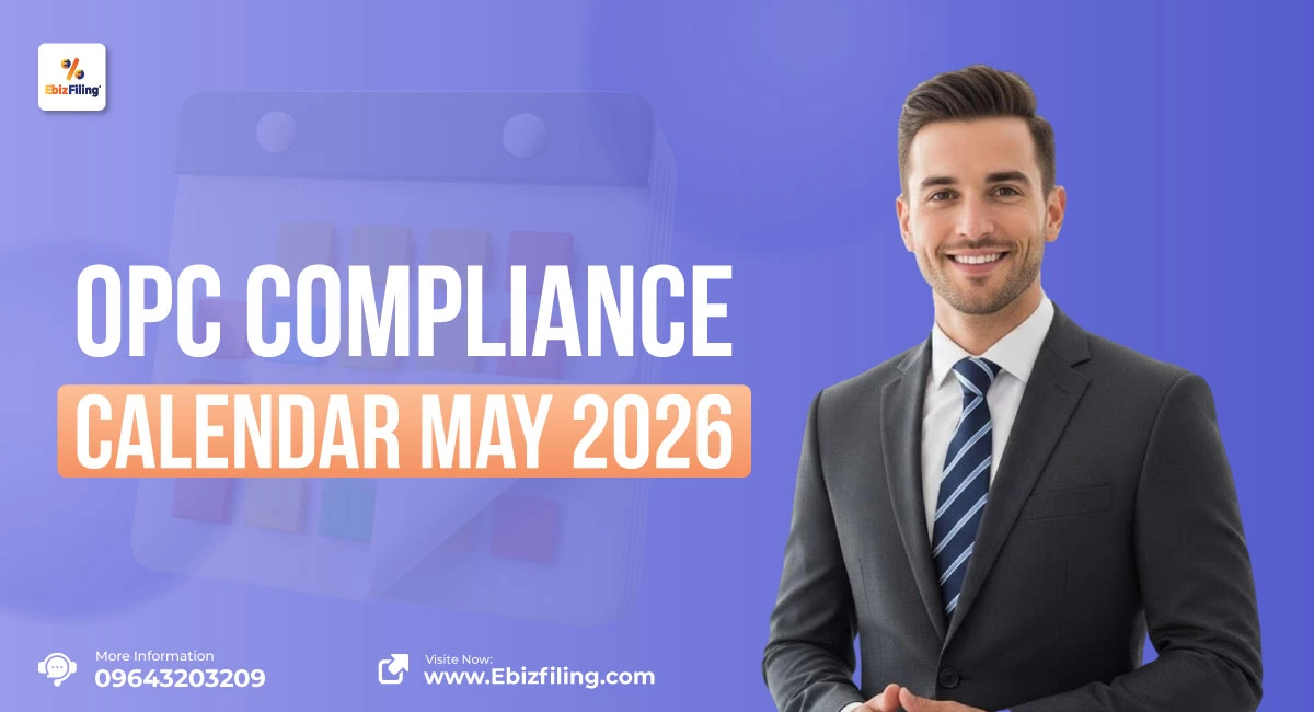 OPC compliance calendar May 2026 showing important ROC, GST, and tax filing due dates