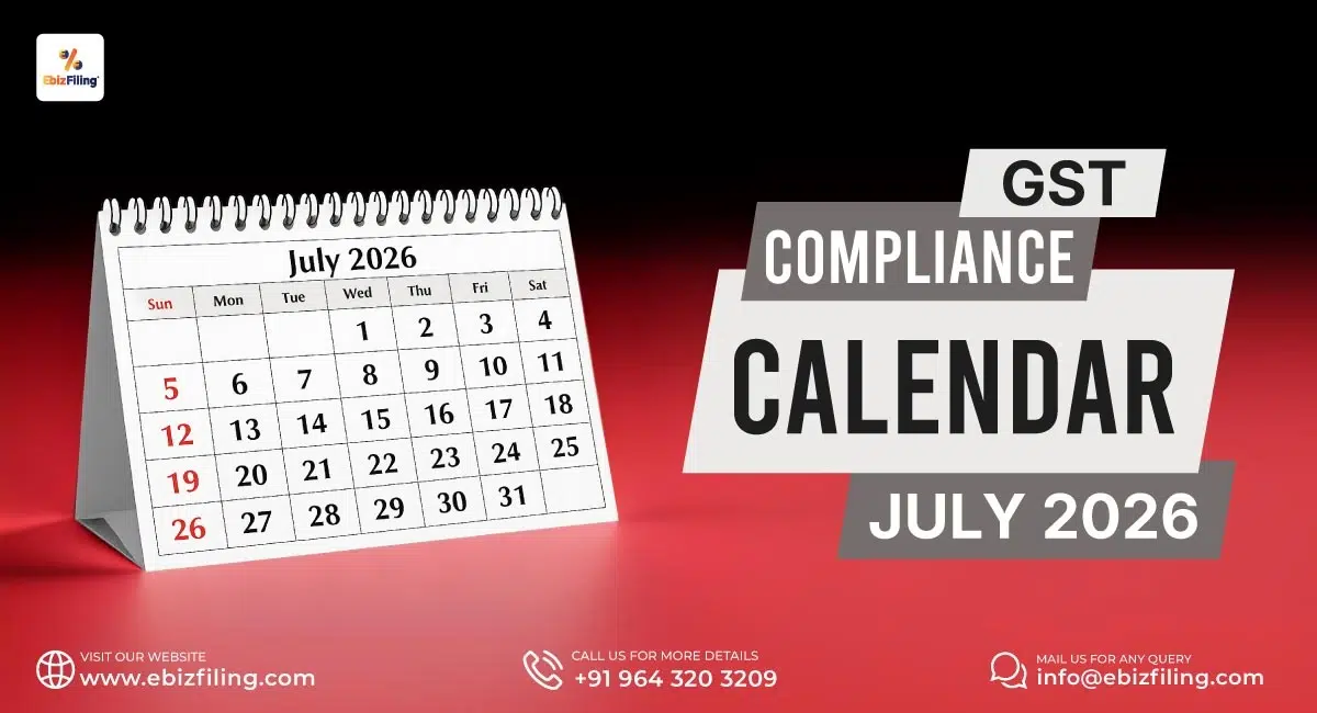 GST Compliance Calendar July 2026 with important GST filing due dates