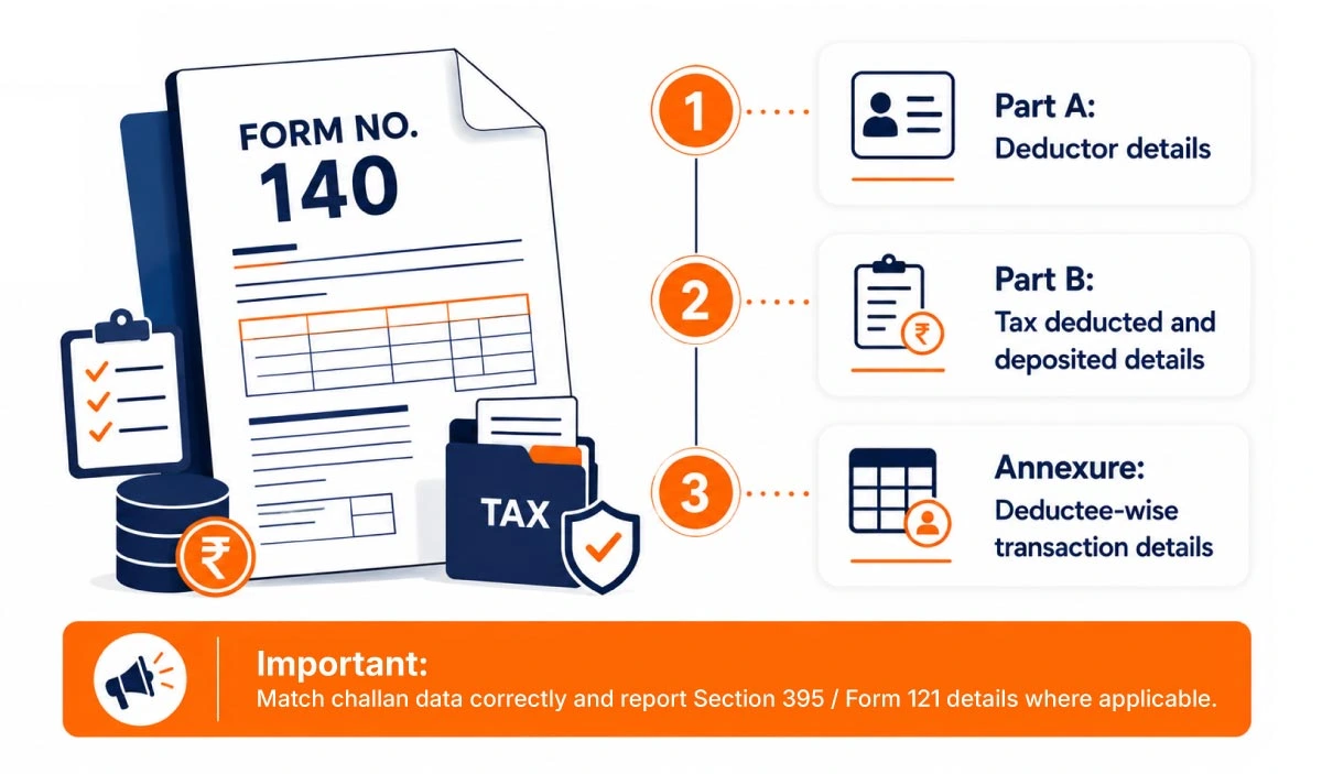 Key sections and details included in Form 140