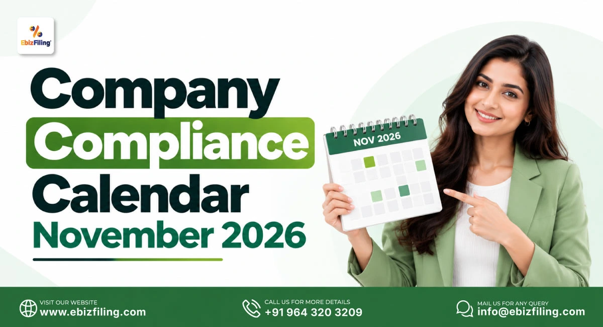 Company compliance calendar for November 2026 with key ROC filing dates